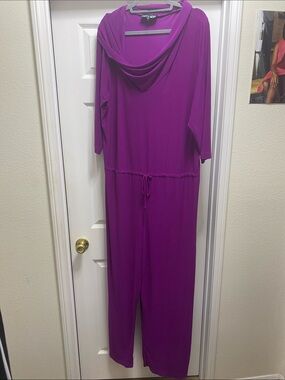 C&C California Plum Cowl-Neck Jumpsuit with Drawstring Waist